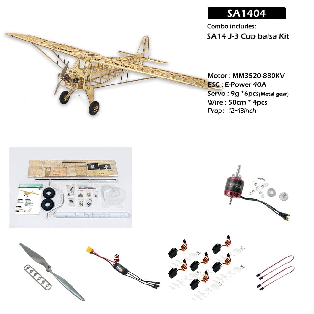Dancing Wings J3-Cub 2.0m Balsa RC Plane Kit (Motor,ESC,Servos Included)
