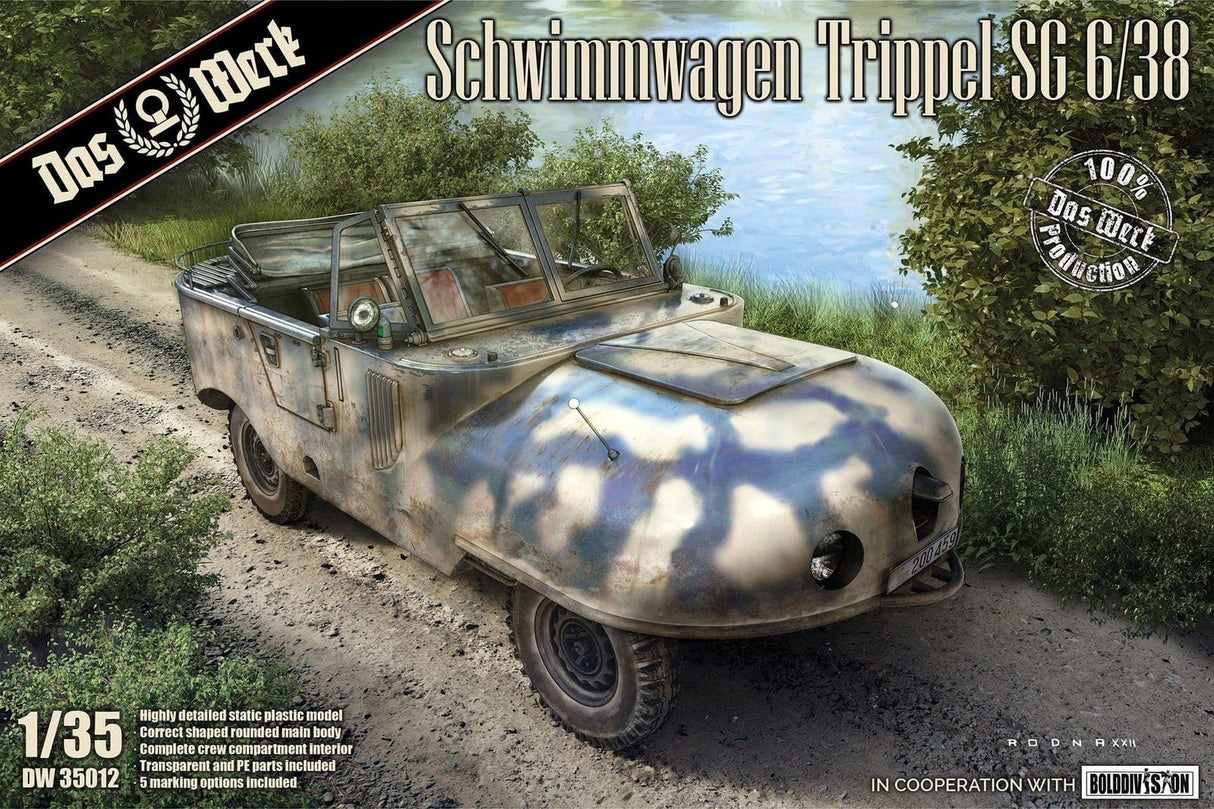Dask Werk 1/35 Schwimmwagen Trippel SG 6/38 Plastic Model Kit - Hobbytech Toys