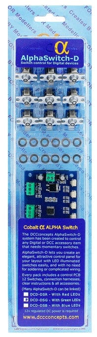 DCC Concepts DCD-DSG Cobalt AlphaSwitch-D (For Digital Devices) Green 12 Pack