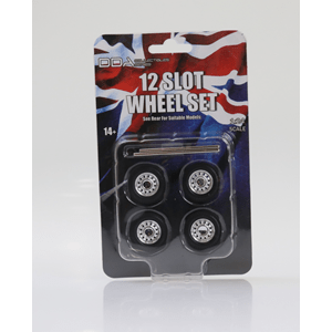DDA 1/24 12 Slot Wheels w/Tyres & Axles - Suits Standard Models - Holden HQ & HJ - Ford XW & XY (4pcs) - Hobbytech Toys