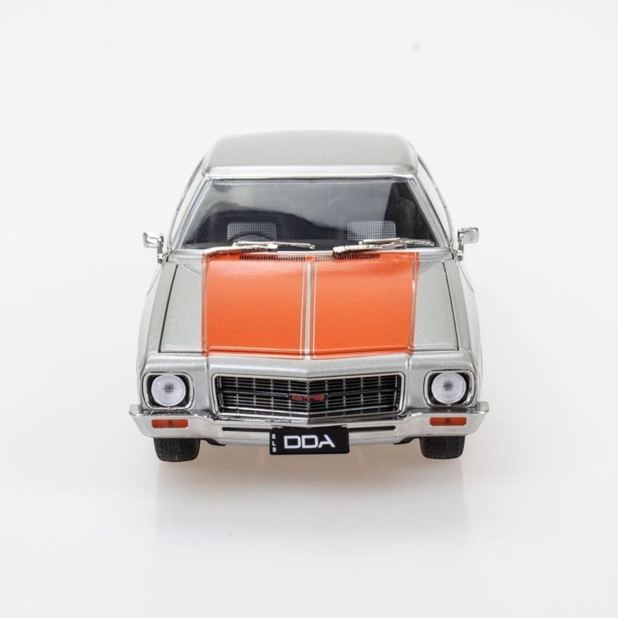 DDA 1/24 HQ Holden 2 Door Fully Detailed Diecast Model - Silver with Orange Stripe