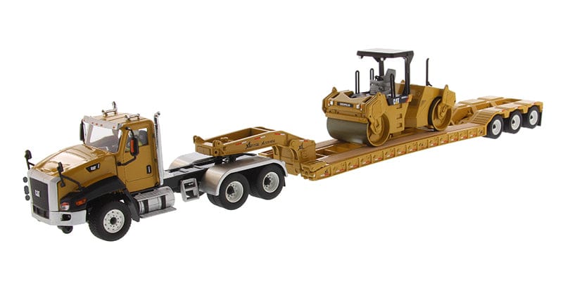 Diecast Masters 1/50 Cat CT660 with XL120 Lowboy and CB-534D XW Compactor