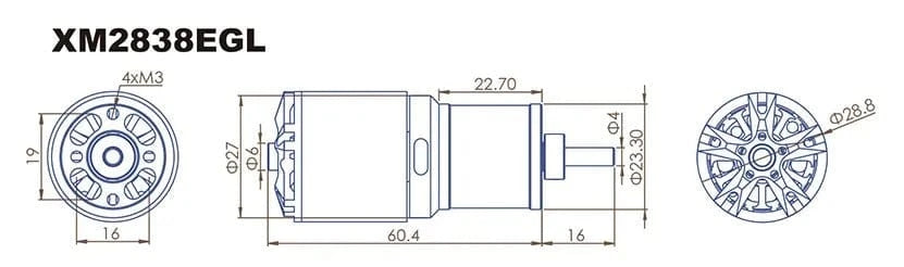 Dualsky XM2838EG - 14L Brushless Glider Motor - Hobbytech Toys