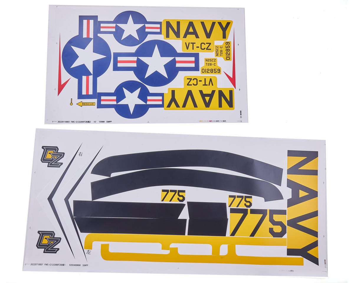 E-flite Carbon-Z T-28 decal sheet EFL013561