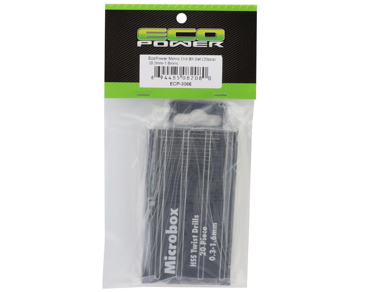 EcoPower Metric Drill Bit Set (20) (0.3mm - 1.6mm) - Hobbytech Toys