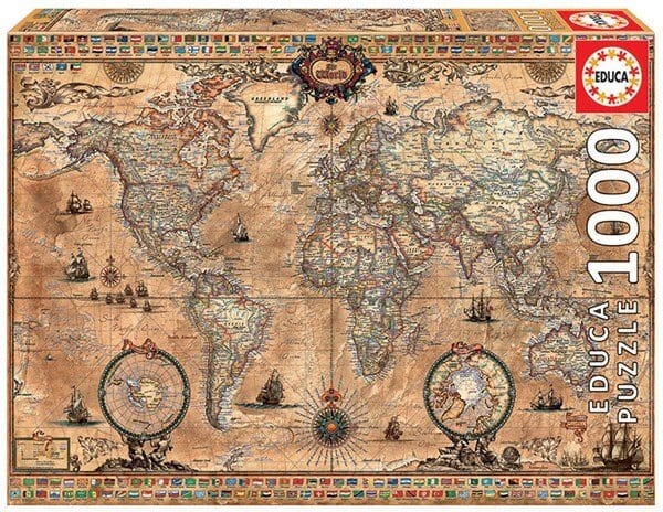 Educa Antique World Map 1000pc Puzzle - Hobbytech Toys