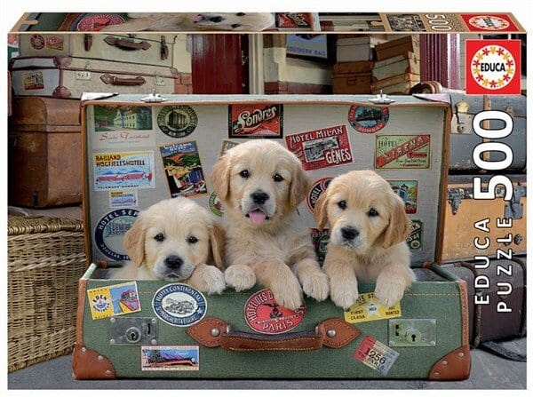 Educa Puppies In The Luggage 500pc Puzzle - Hobbytech Toys