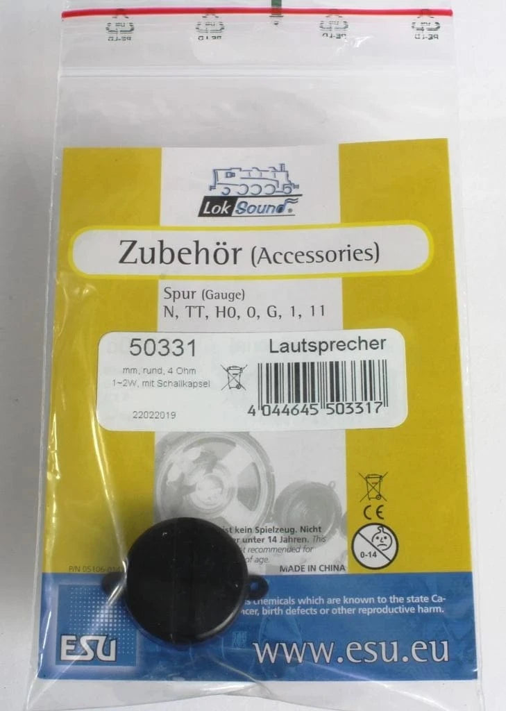 ESU 50331 Loudspeaker 20mm Round 4 Ohms With Sound Chamber ESU TRAINS - DCC