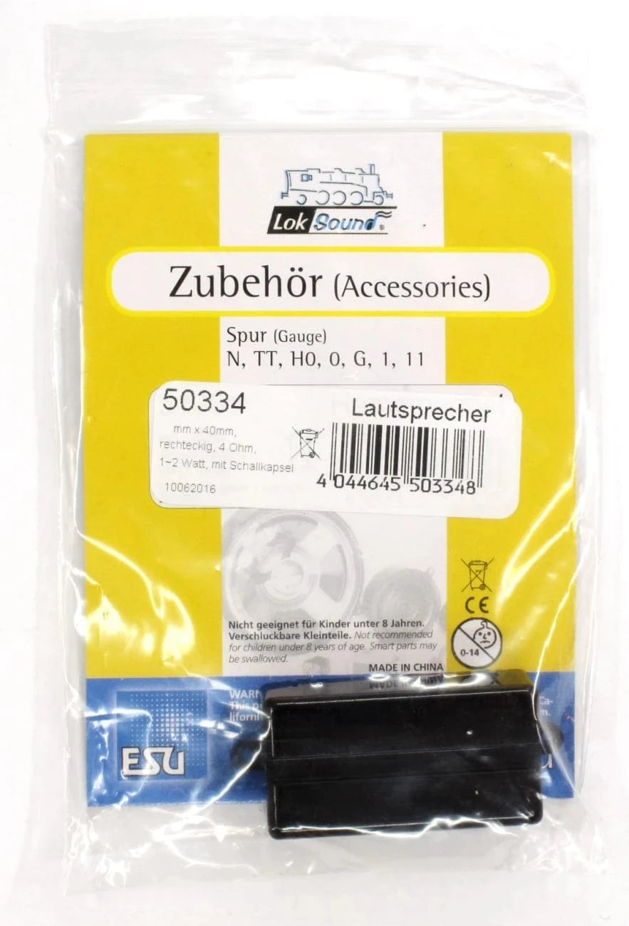 ESU 50334 Loudspeaker 20mm X 40mm Square 4 Ohms With Sound Chamber ESU TRAINS - DCC