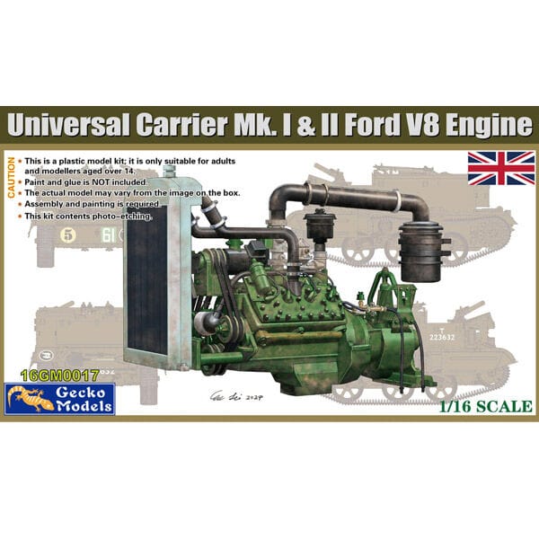 Gecko 1/16 Ford V8 Engine For Universal Carrier Mk. I & II Plastic Model Kit