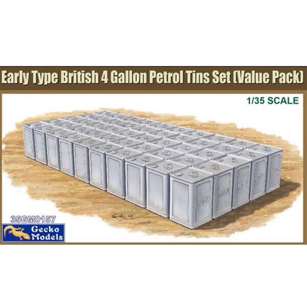 Gecko 1/35 Early Type British 4 Gallon Flimsies Petrol Tins Set Plastic Model Kit