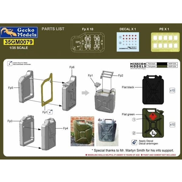 Gecko 1/35 Modern British 20L Fuel Can & Water Can Set Plastic Model Kit