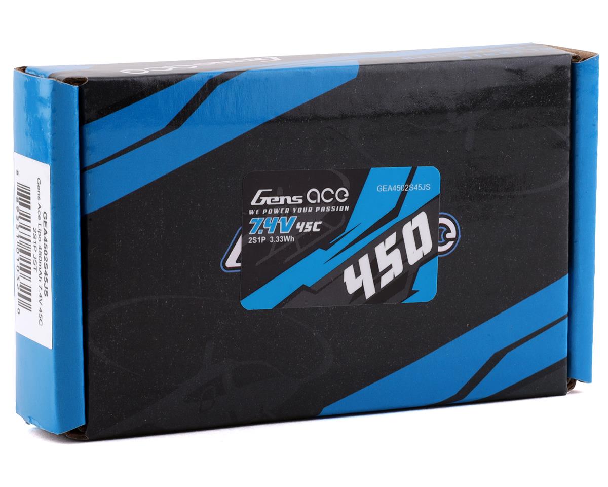 Gens Ace 2S 450mAh 7.4V 45C Soft Case LiPo Battery (JST) - Hobbytech Toys