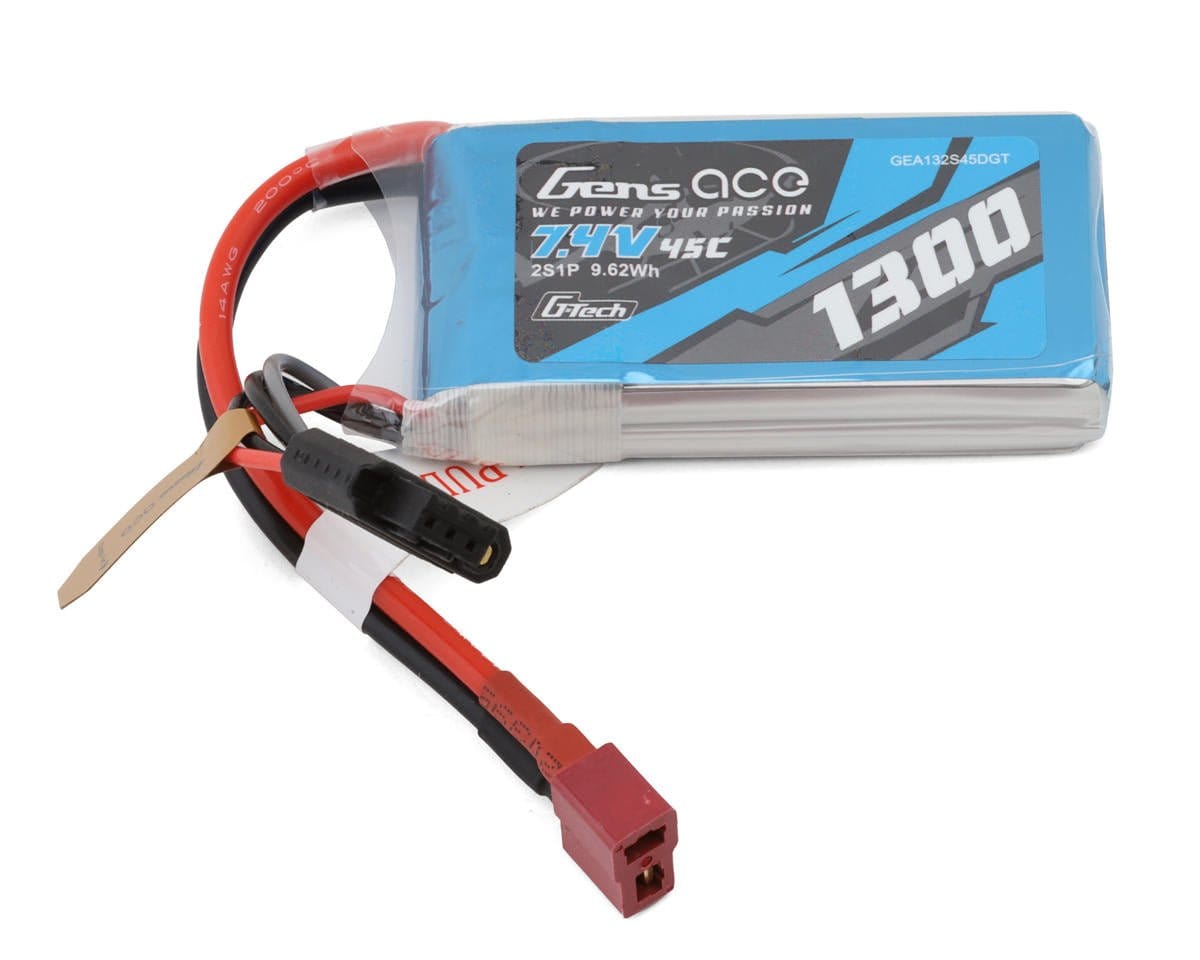 Gens Ace G - Tech 2S 1300mAh 45C 7.4V Soft Pack Lipo Battery (Deans) - Hobbytech Toys