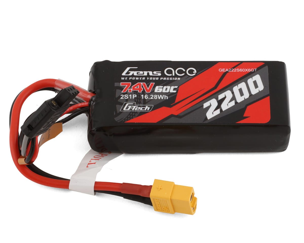 Gens Ace G-Tech 2S 2200mAh 60C 7.4V Soft Pack Lipo Battery - XT60 Plug