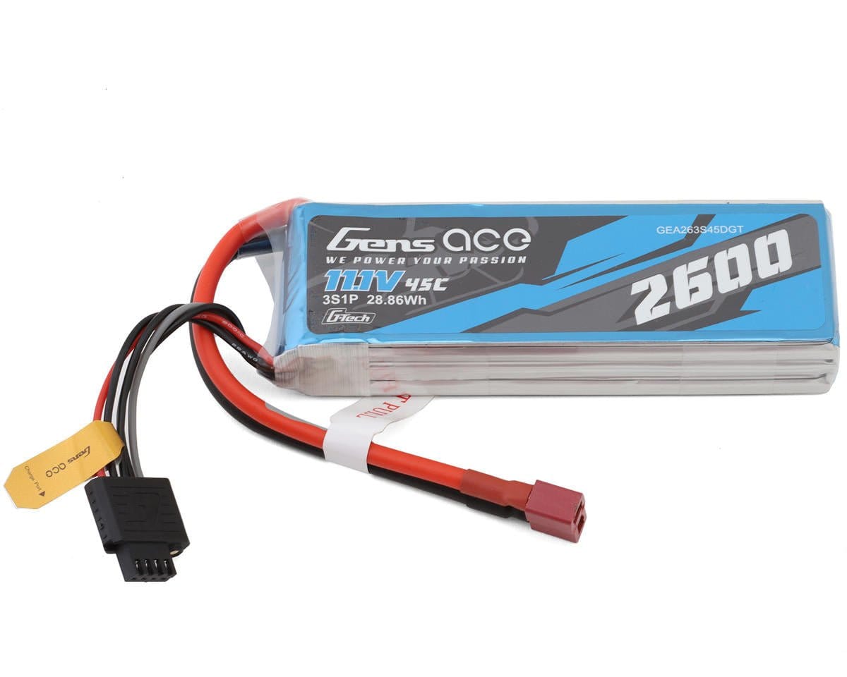 Gens Ace G - Tech 3S 2600mAh 45C 11.1V Soft Pack Lipo Battery (Deans) - Hobbytech Toys