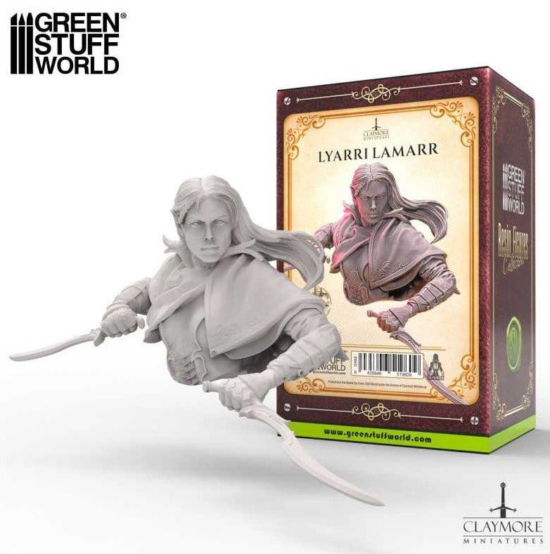 Green Stuff World 3D Printed - Claymore Miniatures - Lyarri Lamarr - Busto - Hobbytech Toys