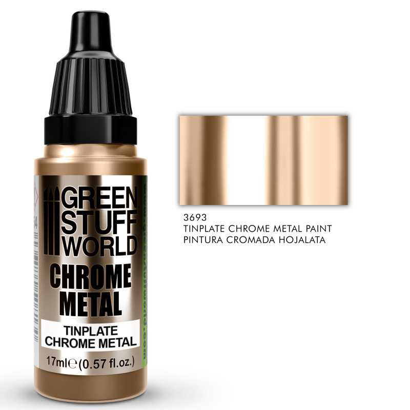 Green Stuff World Chrome Metal Paint - Tinplate Color 17ml - Hobbytech Toys