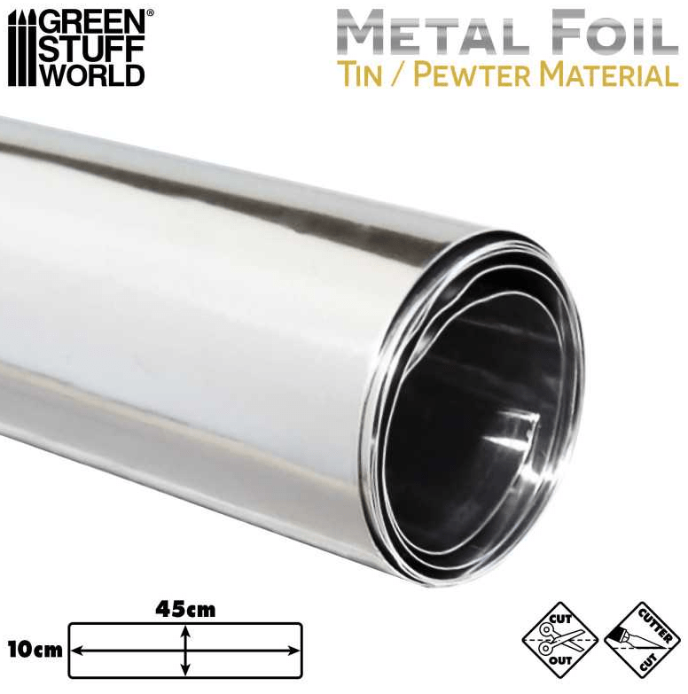 Green Stuff World Flexible TIN PEWTER Metal Foil - 10x45cm - Hobbytech Toys