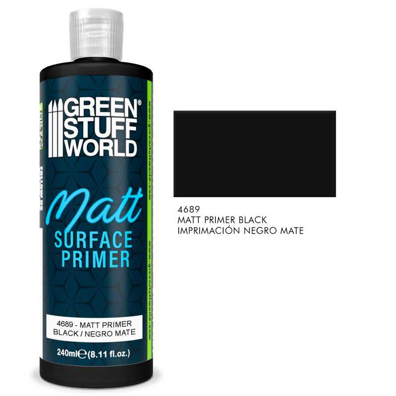 Green Stuff World Matt Surface Primer - Black 240ml - Hobbytech Toys