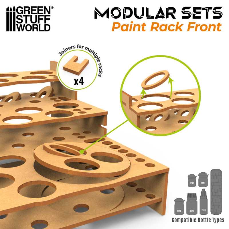 Green Stuff World Modular Paint Rack - FRONT - Hobbytech Toys