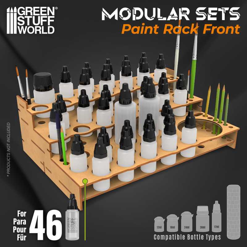 Green Stuff World Modular Paint Rack - FRONT - Hobbytech Toys