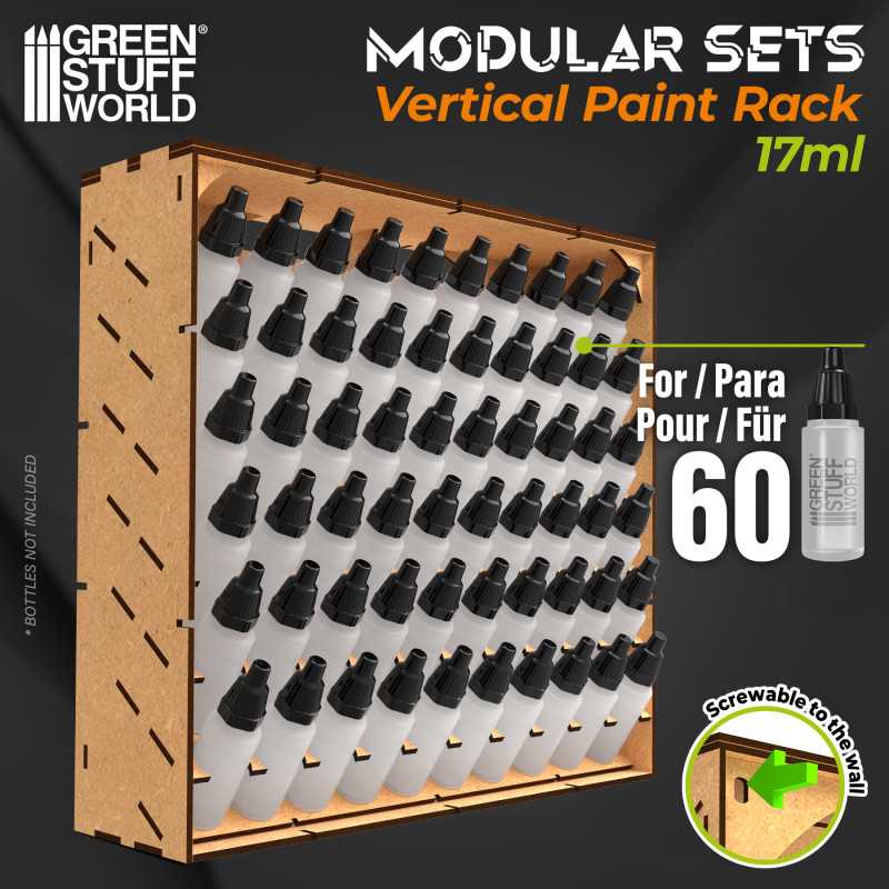 Green Stuff World Modular Paint Rack - Vertical (Holds 60x 17ml bottles) - Hobbytech Toys