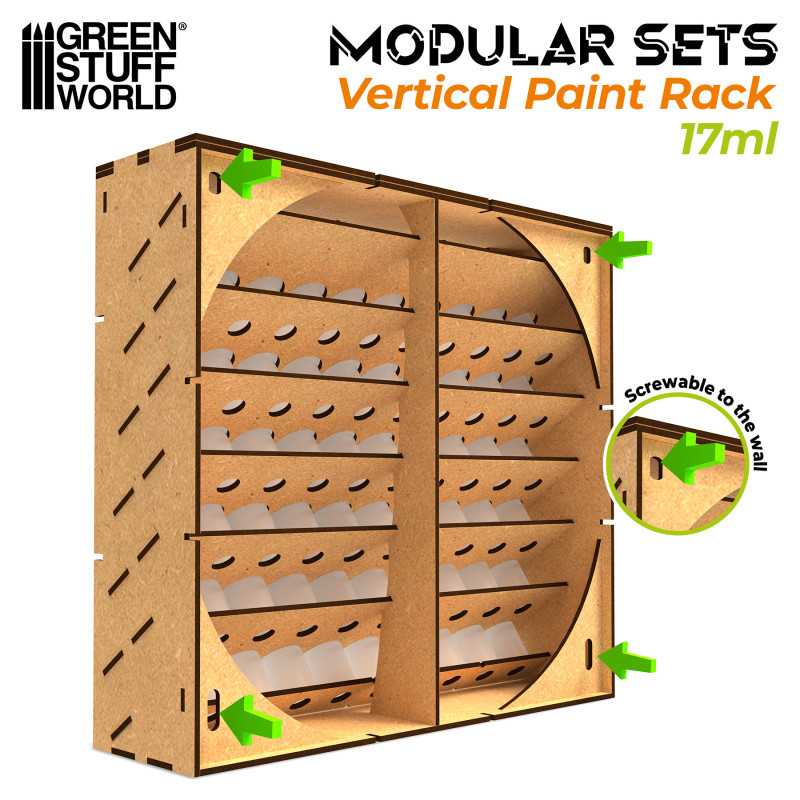 Green Stuff World Modular Paint Rack - Vertical (Holds 60x 17ml bottles) - Hobbytech Toys