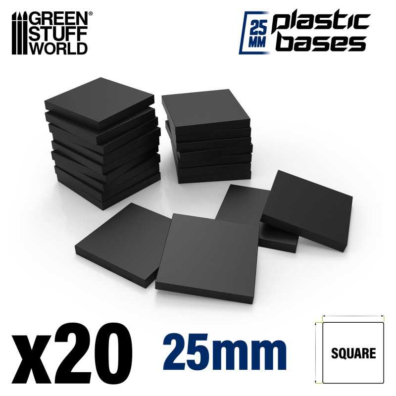 Green Stuff World Plastic Square Base 25mm (20pcs) - Hobbytech Toys