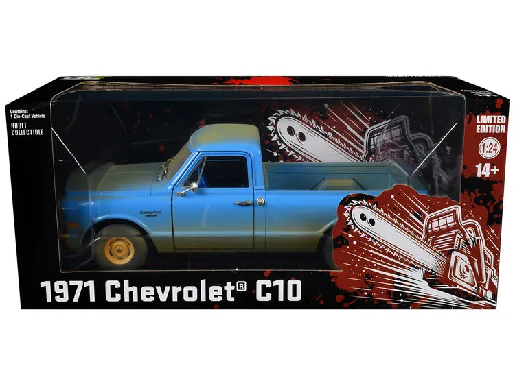 Greenlight 1/24 1971 Chevy C-10 Blue Diecast Model Weathered
