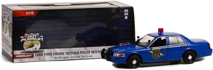 Greenlight 1/24 Hot Pursuit 2008 Ford Crown Victoria Police Interceptor Michigan State Police - Hobbytech Toys
