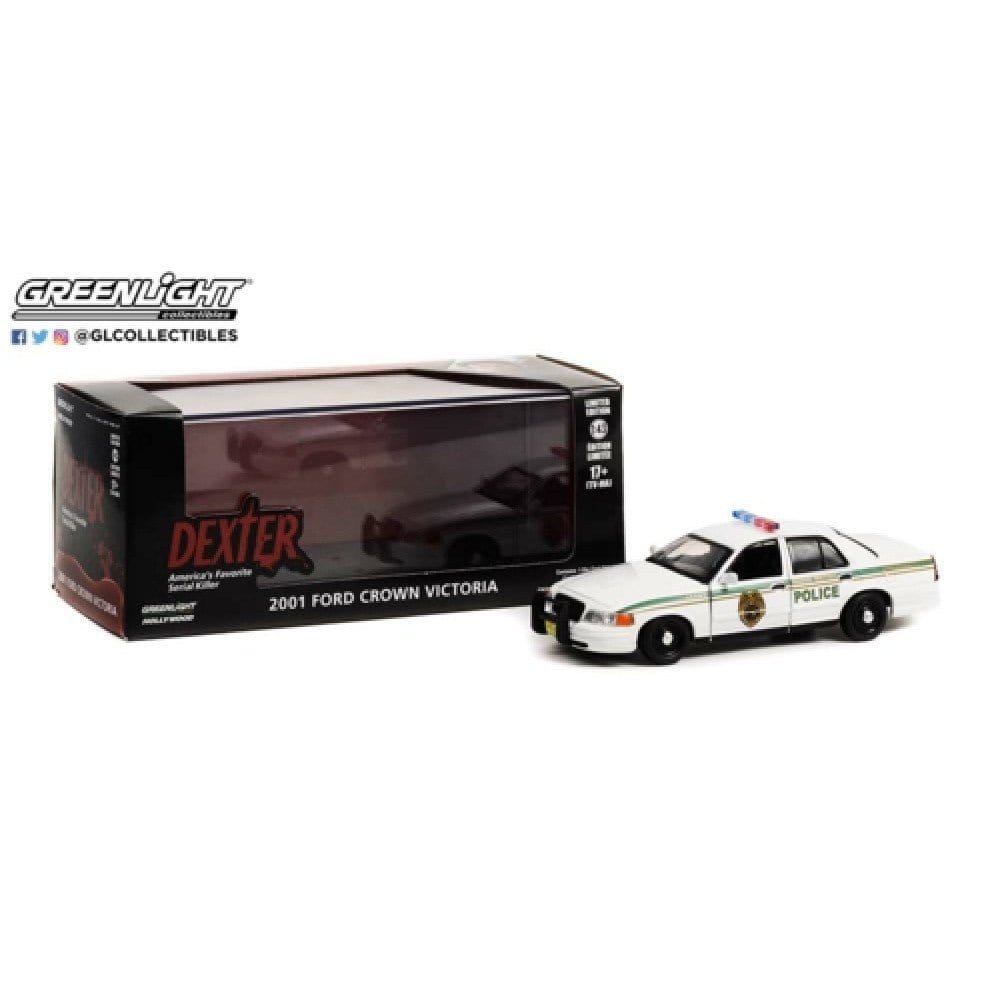 Greenlight 1/43 Dexter (2006 - 2013) 2001 Ford Crown Victoria Police Interceptor Miami Metro Police Department Movie - Hobbytech Toys
