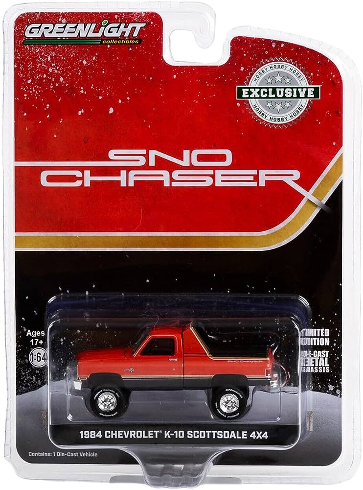 Greenlight 1/64 Sno Chaser Chev K - 10 Scottsdale 4x4 Diecast Model - Hobbytech Toys