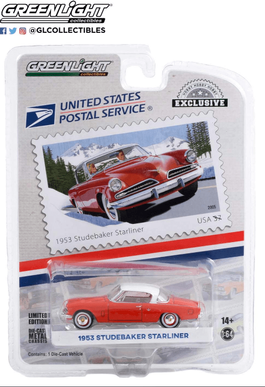 Greenlight 1/64 USPS 1953 Studebaker Starliner Diecast Model