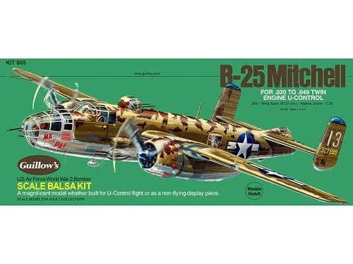 Guillows B25 Mitchell Balsa Plane Model Kit - Hobbytech Toys
