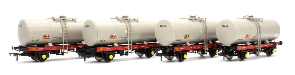 Heljan OO Scale Tank Wagon ESSO Grey w/Hazchem Symbols A Tank (4 Pack)