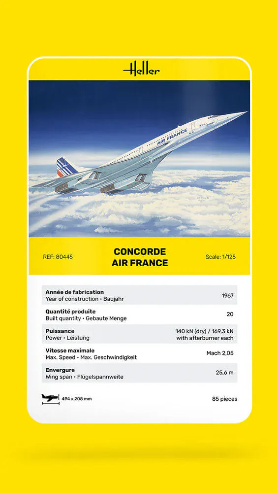 Heller 1/125 Concorde Air France Plastic Model Kit