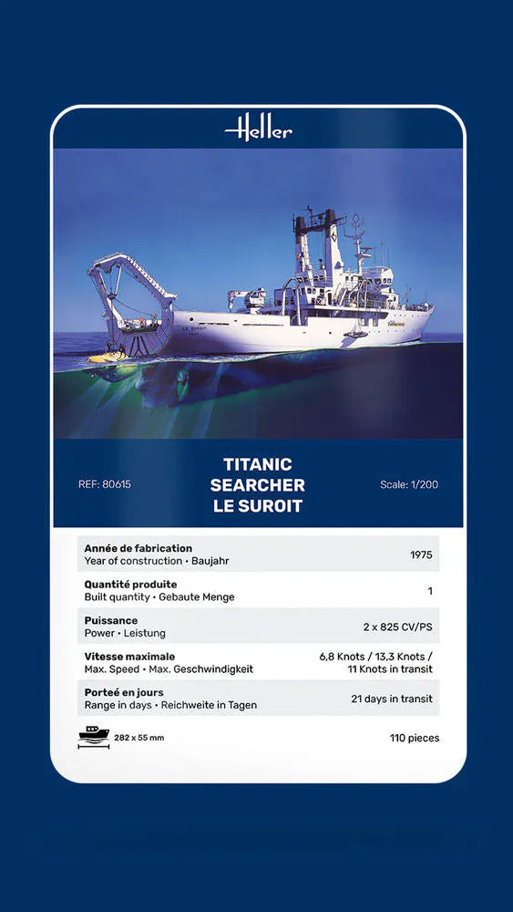 Heller 1/200 Titanic Searcher Le Suroit Plastic Model Kit
