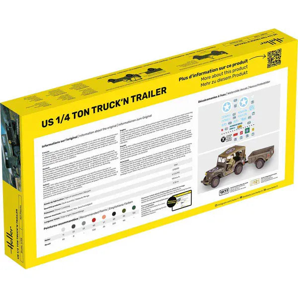 Heller 1/35 US 1/4 Ton Willys Truck & Trailer Plastic Model Kit