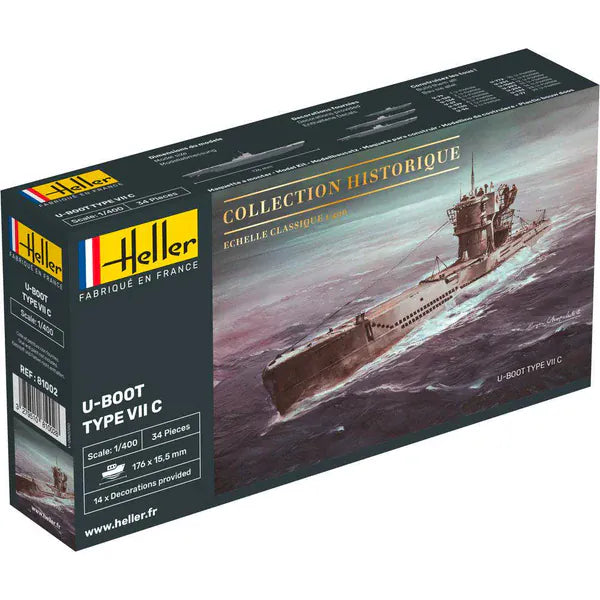 Heller 1/400 U-Boat Type VII C Plastic Model Kit