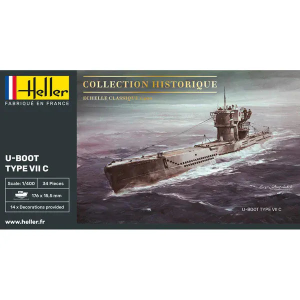 Heller 1/400 U-Boat Type VII C Plastic Model Kit
