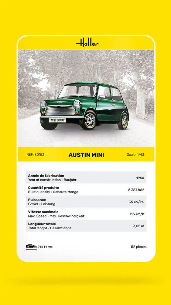 Heller 1/43 Austin Mini Plastic Model Kit