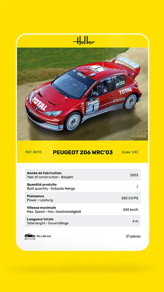Heller 1/43 Peugeot 206 WRC03 Plastic Model Kit