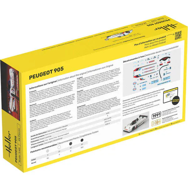 Heller 1/43 Peugeot 905 Plastic Model Kit