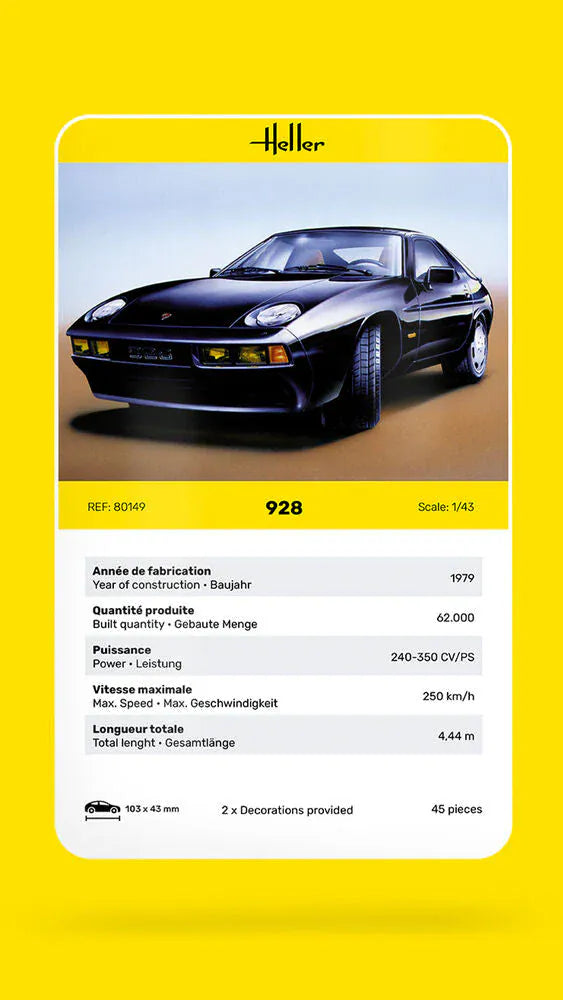 Heller 1/43 Porsche 928 Plastic Model Kit