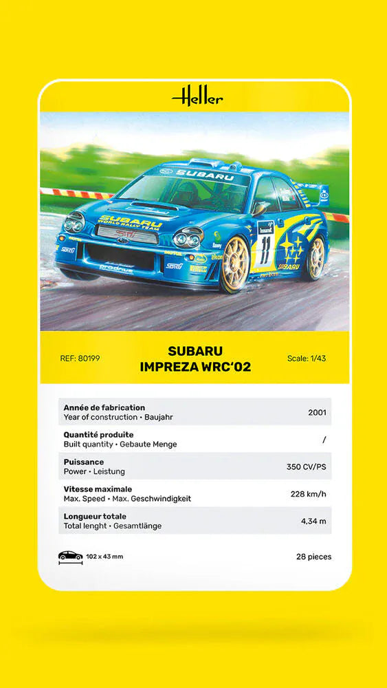 Heller 1/43 Subaru Impreza WRC02 Plastic Model Kit