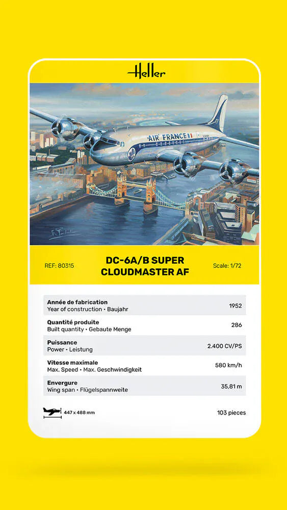 Heller 1/72 DC6 Super Cloudmaster Air France Plastic Model Kit