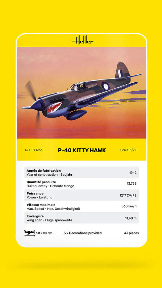 Heller 1/72 P-40E Kitty Hawk with RAAF Decals Plastic Model Kit