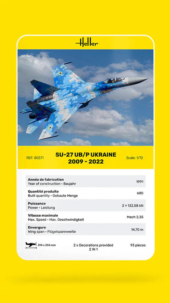 Heller 1/72 SU-27 UB/P Ukraine Plastic Model Kit