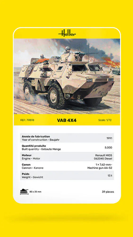 Heller 1/72 VAB 4x4 Plastic Model Kit